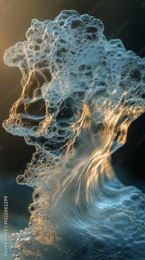 Poster dynamic ocean wave with intricate details and textures captured in artistic display