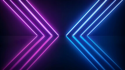 Vivid Neon Purple And Blue Diagonal Beams Reflecting On A Dark Glossy Surface With Subtle Texture In A Modern Abstract Design