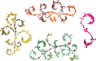 Floral ornamental arabesque designs vector set in traditional Oriental style. Colorful luxury vintage page decorations, great for backgrounds, wedding invitations, greeting cards, wallpapers.