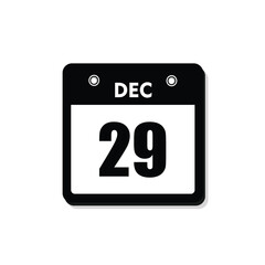 calender icon, 29 december icon with white background