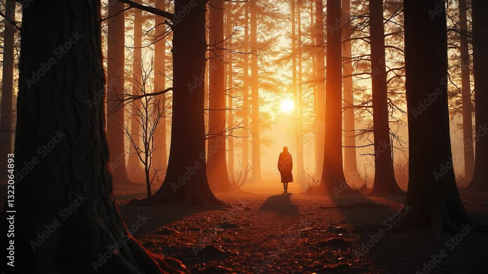 Aufkleber as sun sets and casts eerie shadows upon dense woodland, a profound sense of introspection washes ov