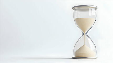 Classic Hourglass With Flowing Sand On White Background Symbolizing Time And Tranquility
