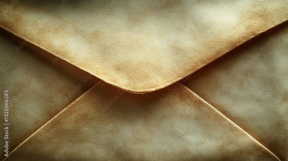 Poster aged paper envelope, close-up. folded edges create geometric pattern
