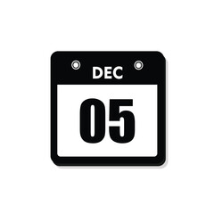 calender icon, 05 december icon with white background