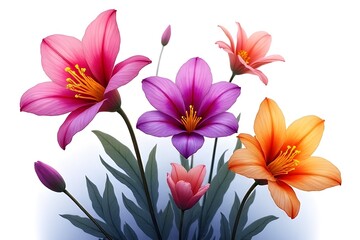 Obraz premium Vibrant Floral Arrangement of Pink, Purple, and Orange Flowers