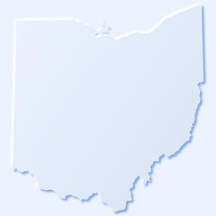 Naklejka premium Ohio State map with paper cut effect in light blue color