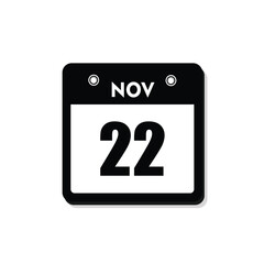calender icon, 22 november icon with white background