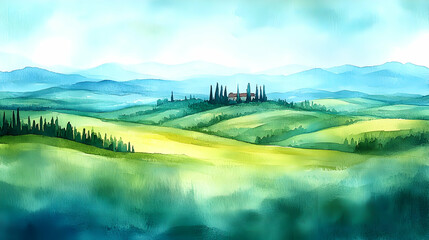Tuscan Hills Landscape, Summer