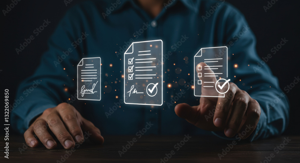 Poster ** digital document approval: secure esignature, checklist & verification for contracts, compliance 