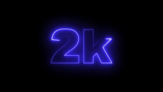 2k text font with neon effect, 2k followers, Thank You, social sites post. Thank you followers congratulation. 2K subscribers modern animation banner design. 2k Followers Celebration text animation.