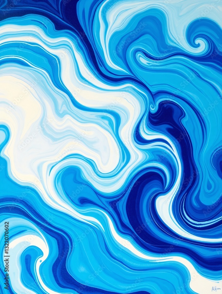Poster blue abstract background with colorful waves. minimal wave design in pastel colors.