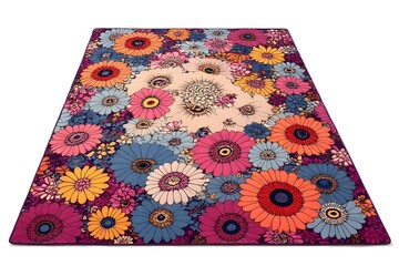 Vibrant Floral Rug with Bold Colors and Detailed Design