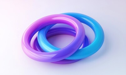Fototapeta premium Intertwined vibrant purple and blue rings.