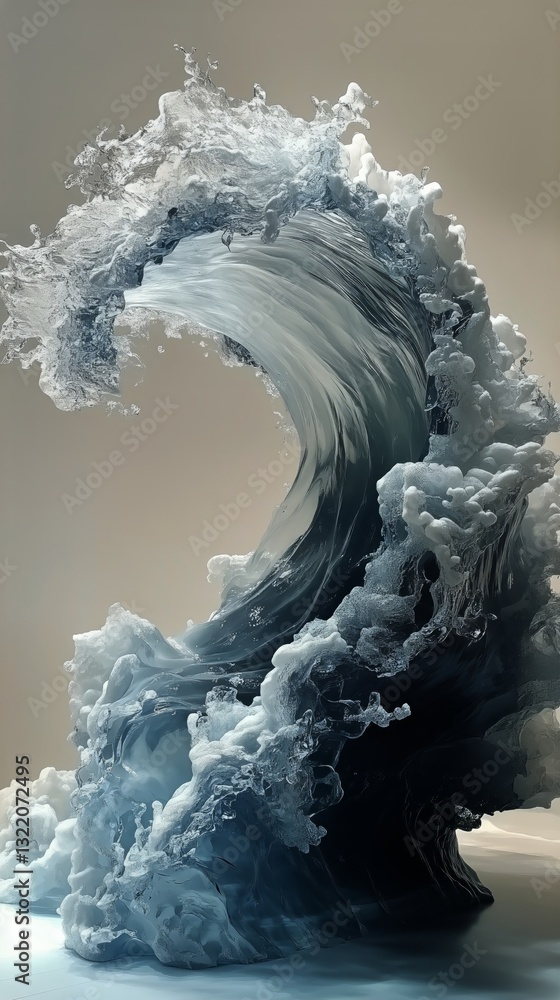 Aufkleber dynamic ocean wave with intricate details and textures captured in artistic display