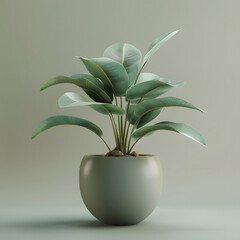  tree in a green pot isolated on white background