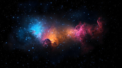 A Stunning Vibrant Deep Space Image Featuring a Colorful Nebula With Pink Orange Blue Hues and Bright Stars on a Black Background