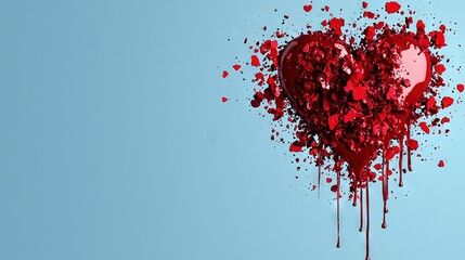   Heart-shaped ball floating in mid-air with abundant red sprinkles