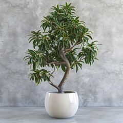 tree in a  white pot isolated on white background