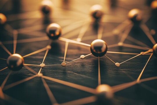 This close up photo depicts a network of interconnected spheres showcasing their intricate structure and design A delicate minimal representation of softwaredefined networking SDN .
