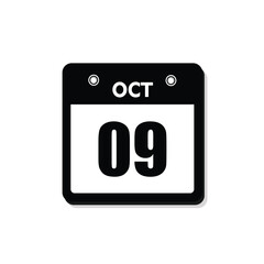 calender icon, 09 october icon with white background