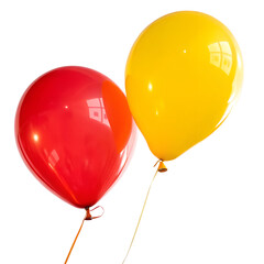 Red and Yellow Balloons Isolated on Transparent Background