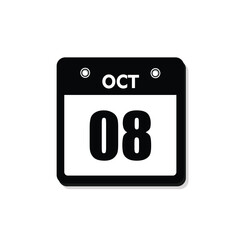 calender icon, 08 october icon with white background