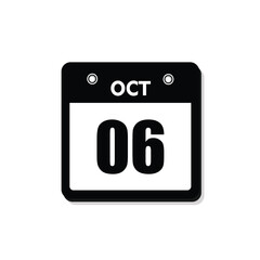 calender icon, 06 october icon with white background