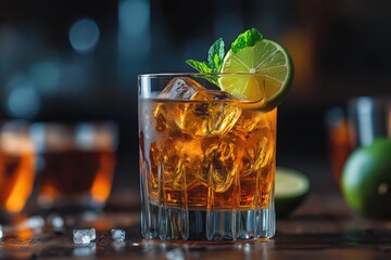 Suffering Bastard cocktail in rocks glass with vibrant amber hue and garnish