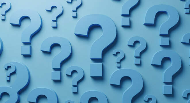 ** Question Marks: Abstract Blue Background of Inquiry, Curiosity & Problem Solving. Explore the Unknown.