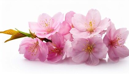 Isolated Sakura Flowers in Pure White Backdrop Delicate Beauty of Spring Blossoms Radiating Tranquility and Aesthetic Grace, Perfect for Digital Art, Home Decor, or Design Inspiration.