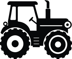 Tractor Silhouette Vector, Old Tractor Vector Silhouette Illustration