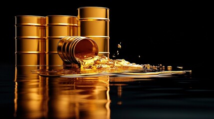   A cluster of bright barrels floating above a pool of gold coins