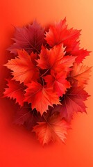   Close-up of red and orange leaves with space for text on left side
