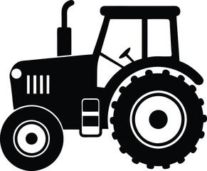 Tractor Silhouette Vector, Old Tractor Vector Silhouette Illustration