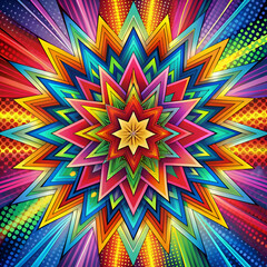 Fototapeta premium A vibrant psychedelic starburst pattern in rainbow colors.