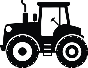Tractor Silhouette Vector, Old Tractor Vector Silhouette Illustration