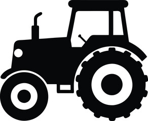 Tractor Silhouette Vector, Old Tractor Vector Silhouette Illustration