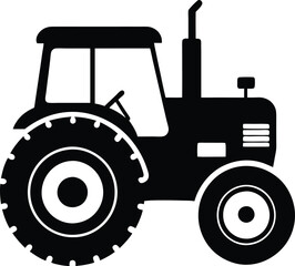 Tractor Silhouette Vector, Old Tractor Vector Silhouette Illustration