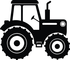 Tractor Silhouette Vector, Old Tractor Vector Silhouette Illustration