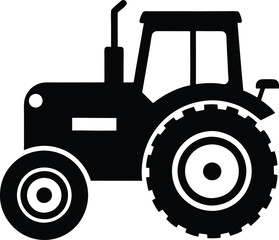 Tractor Silhouette Vector, Old Tractor Vector Silhouette Illustration