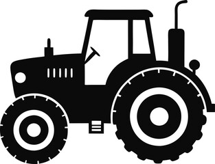 Tractor Silhouette Vector, Old Tractor Vector Silhouette Illustration