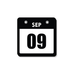 calender icon, 09 september icon with white background