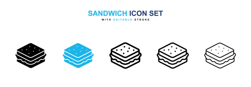 Naklejki Sandwich icons vector collection in black and blue colors on white background