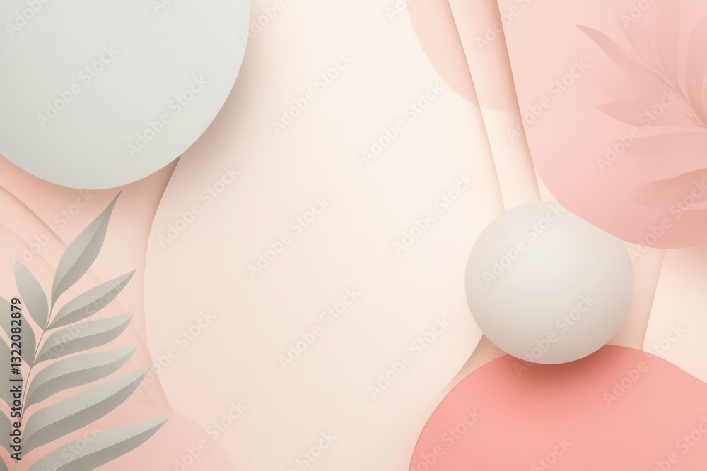 Poster Modern minimalist design featuring overlapping geometric shapes in soft pastel colors ideal for creative projects and elegant presentations