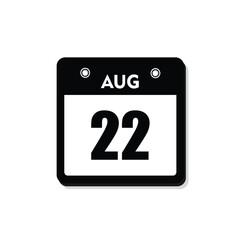 calender icon, 22 august icon with white background