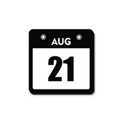 calender icon, 21 august icon with white background