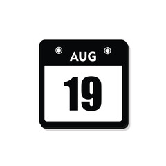 calender icon, 19 august icon with white background