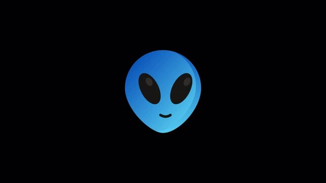 4K Animated emoji featuring a blue alien face with large eyes that shift from left to right. Simple, minimal animation perfect for social media, messaging, or playful designs.