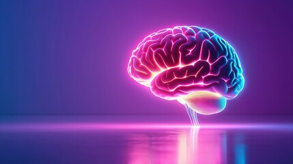  Brain on Blue Background with Water Reflection