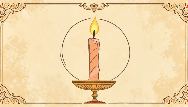 Elegant candle with ash cross in vintage style, spiritual symbolism